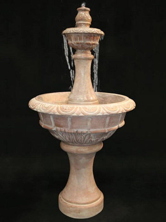 Medium sized tiered cast stone garden fountain