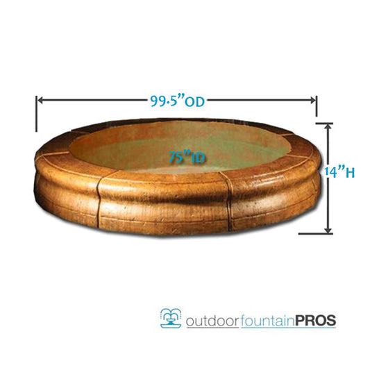 Large round pond basin with eight coping caps