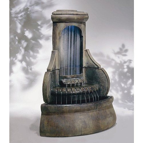 Outdoor corner fountain with falling water feature