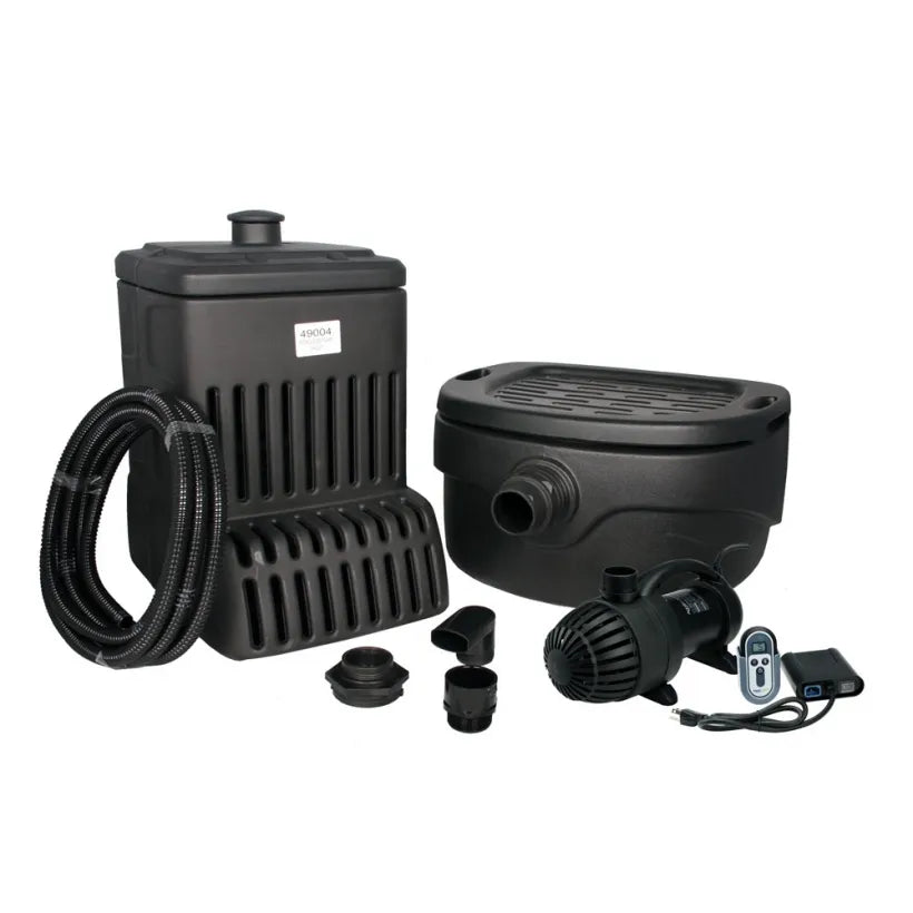Kit for adding a fountain to a rainwater harvesting system