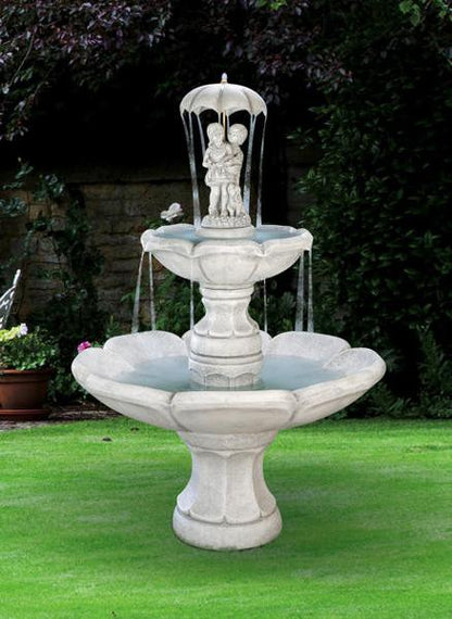 Tiered garden fountain for outdoor decor