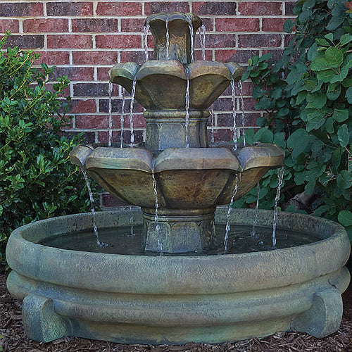 Two tier outdoor water feature in a pool