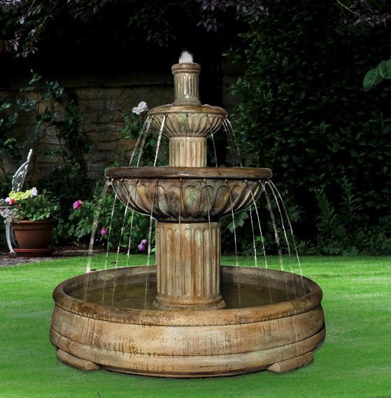 Fluted fountain in a pool
