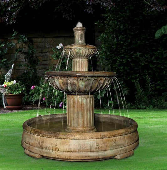 Fluted fountain in a pool