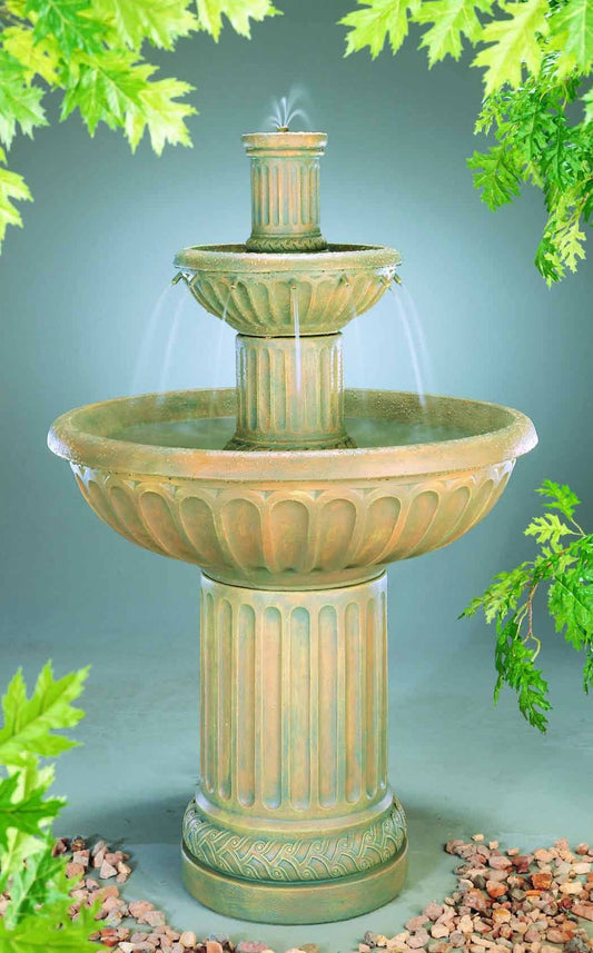 Image of a decorative water feature with vertical grooves.