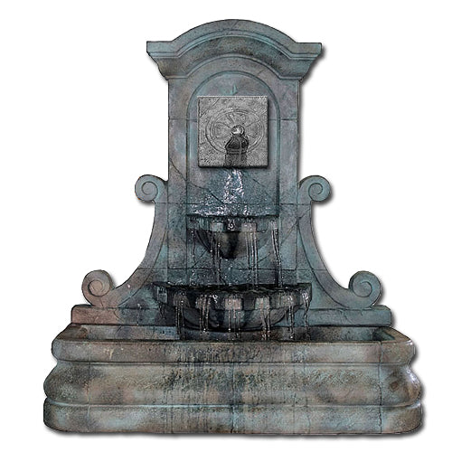 Flat wall fountain with rosette design