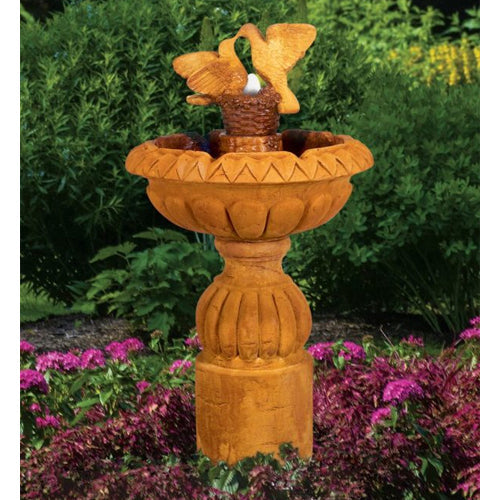 Outdoor fountain with cascading water feature