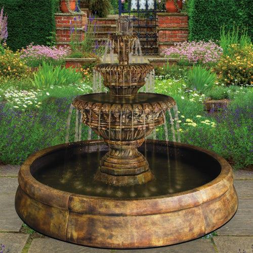 Valencia Spill Fountain in Crested Pool water feature for garden or patio