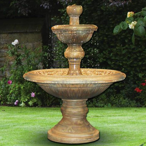 Two tier outdoor water fountain