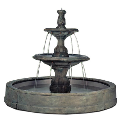Small contemporary tiered water feature in a Valencia style pool