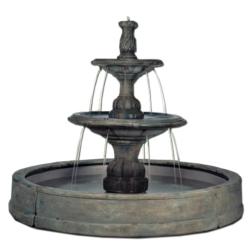 Small contemporary tiered water feature in a Valencia style pool
