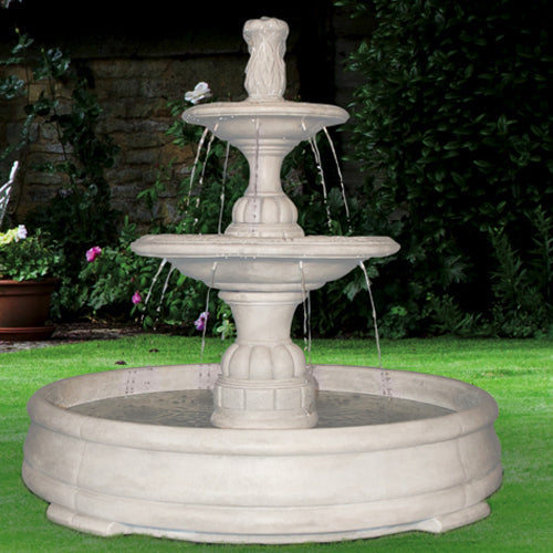 Small two tier fountain in pool