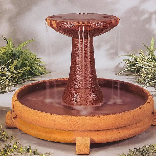 Image of an overflowing spill dish fountain