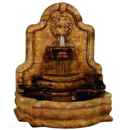 Lion Face Terrazzo Bella Fountain with Narrow Basin