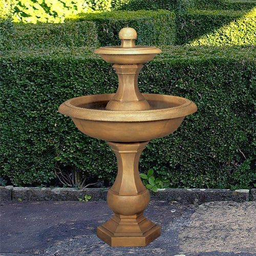 Two tier outdoor water feature for garden
