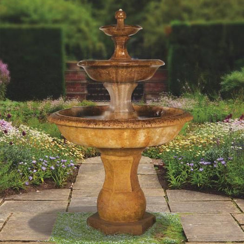 Large outdoor water feature with multiple tiers