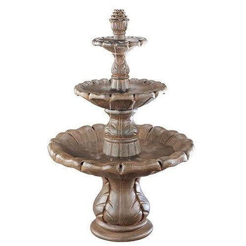 Image of a tiered outdoor water fountain with a finial top.