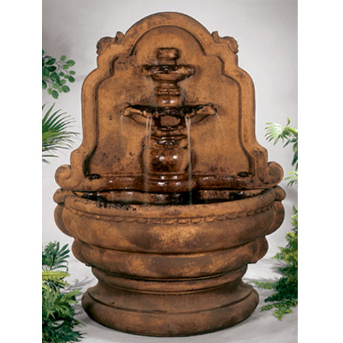 Large tiered relief wall fountain for a lavabo