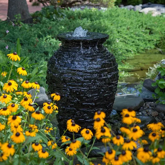 Stacked slate urn fountain kit 33.5 inches high