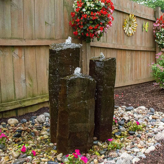 Set of three basalt columns for a landscape fountain kit