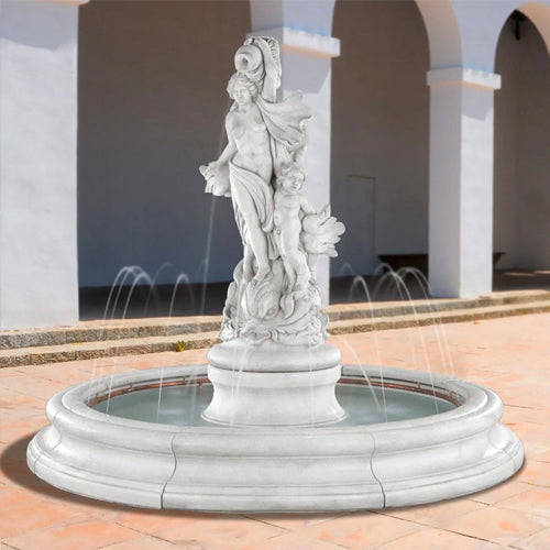 Venus with Dolphins Fountain in Toscana Pool with Spray Ring, Pompeii Ash