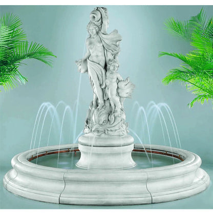 Venus with Dolphins Fountain in Toscana Pool with Spray Ring, Pompeii Ash