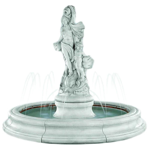 Venus with Dolphins Fountain in Toscana Pool with Spray Ring, Pompeii Ash