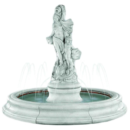 Venus with Dolphins Fountain in Toscana Pool with Spray Ring, Pompeii Ash
