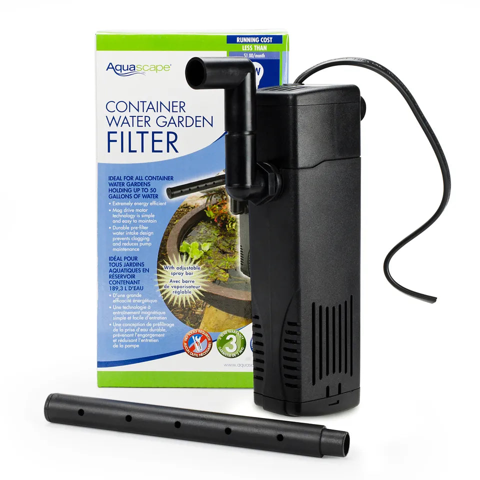 Water garden filter for containers