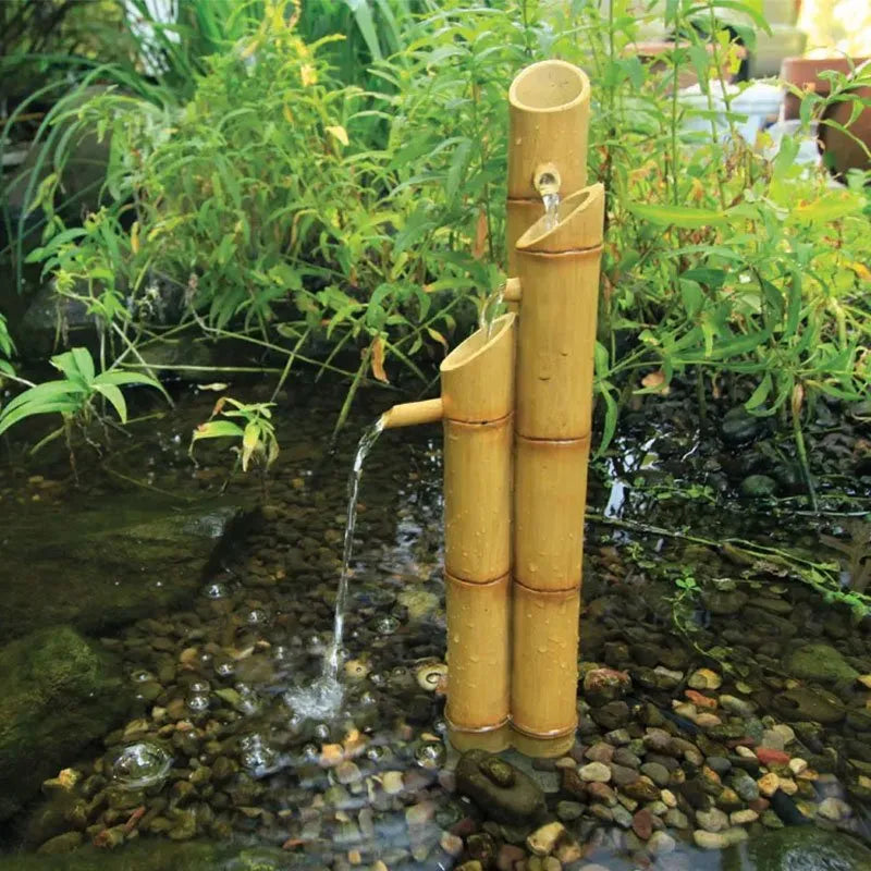 Image of a three tier bamboo water feature