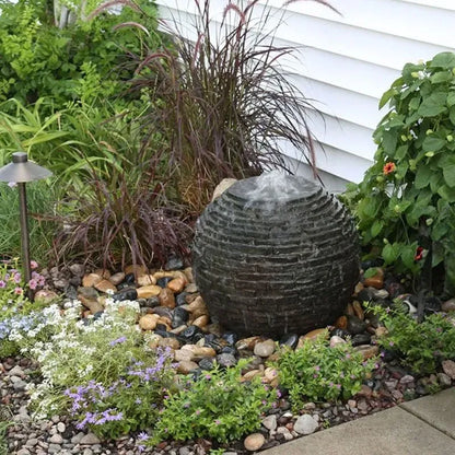 Stacked slate sphere water feature kit 18 inch diameter