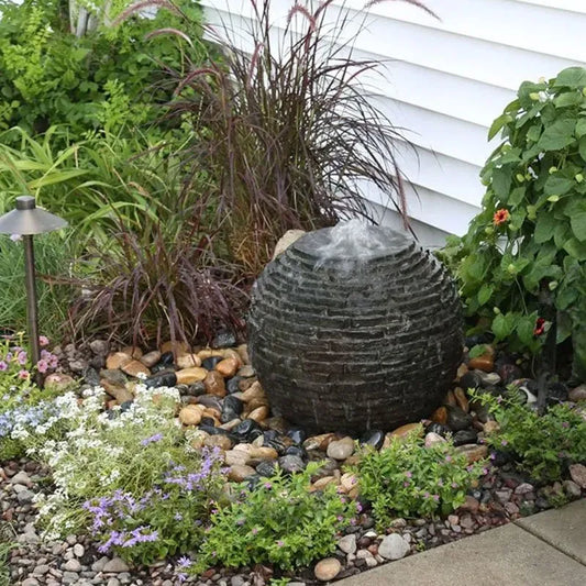 Stacked slate sphere water feature kit 18 inch diameter