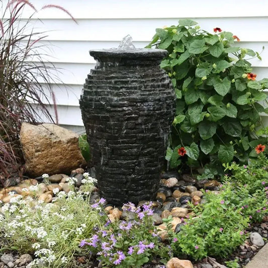 Stacked slate urn fountain kit 24 inches high
