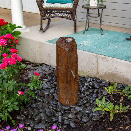 Image of decorative columns resembling basalt rock
