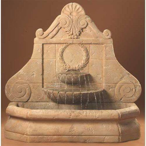Cast stone outdoor wall fountain
