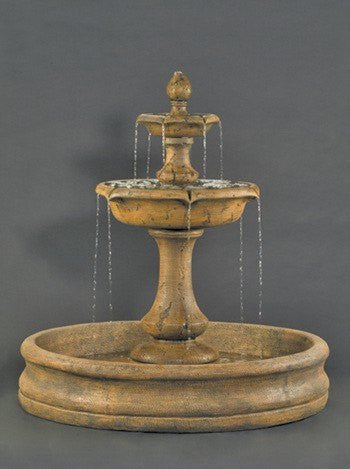 Large two tier outdoor fountain with a 55 inch basin