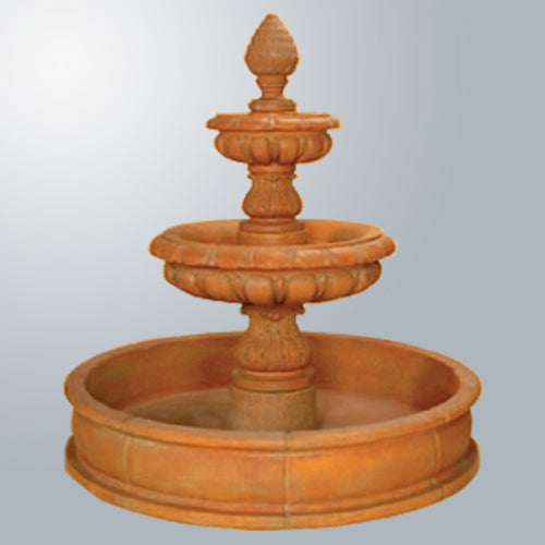 Two tier pond fountain for outdoor water feature