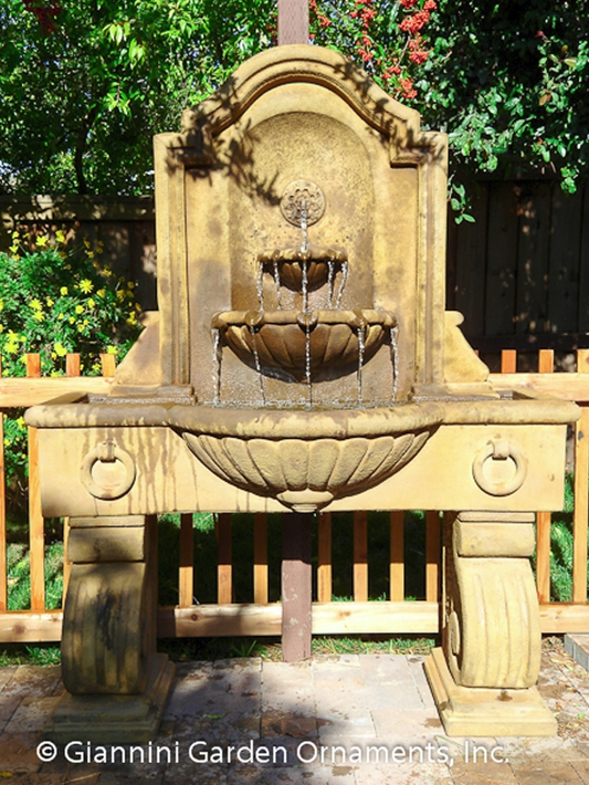 Tall wall fountain for outdoor use