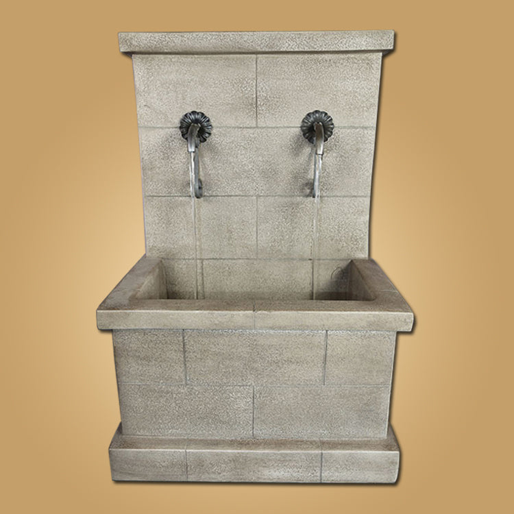 Wall fountain designed for rustic spouts