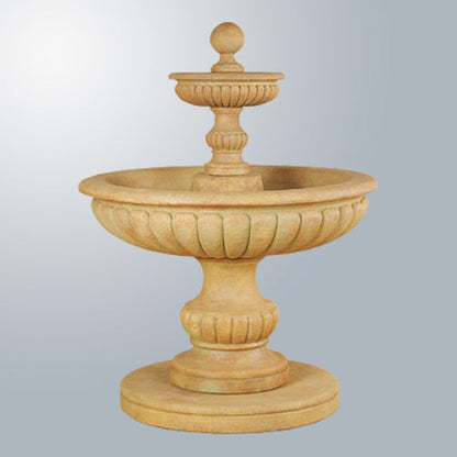 Two tier outdoor water fountain for garden or patio
