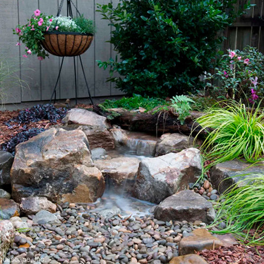 Image of a backyard waterfall landscape fountain kit