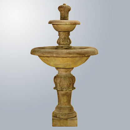Two tier outdoor water fountain