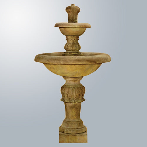 Two tier outdoor water fountain