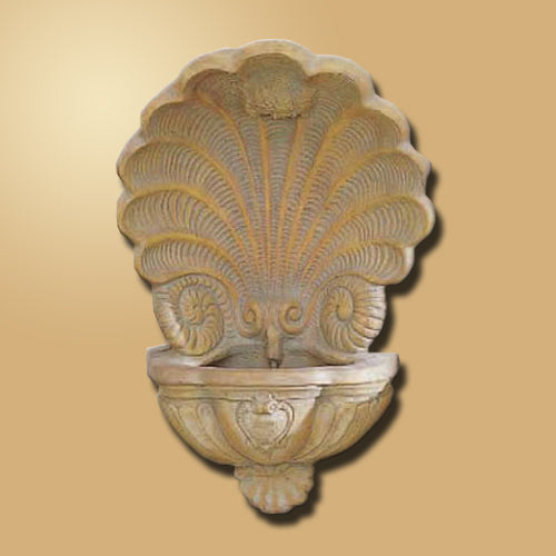 Barocco style shell design wall fountain for outdoor decor