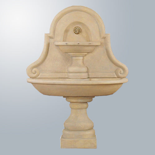 Outdoor wall water fountain with spout