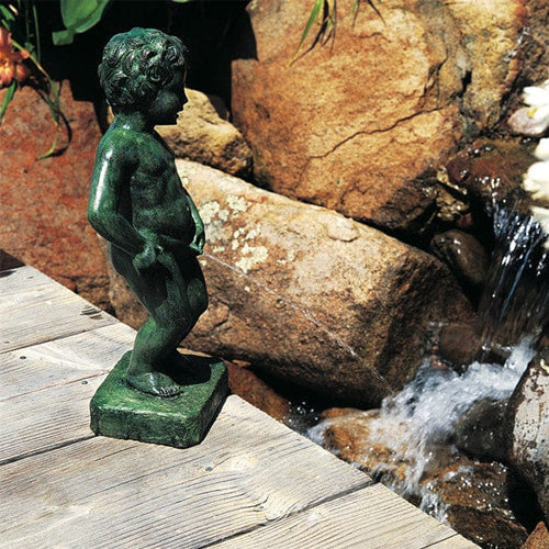 Brass Baron boy pool statue