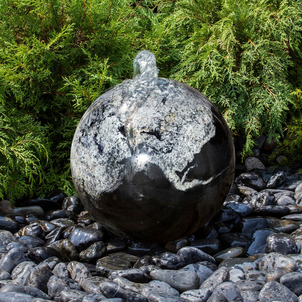 granite fountain black flower sphere