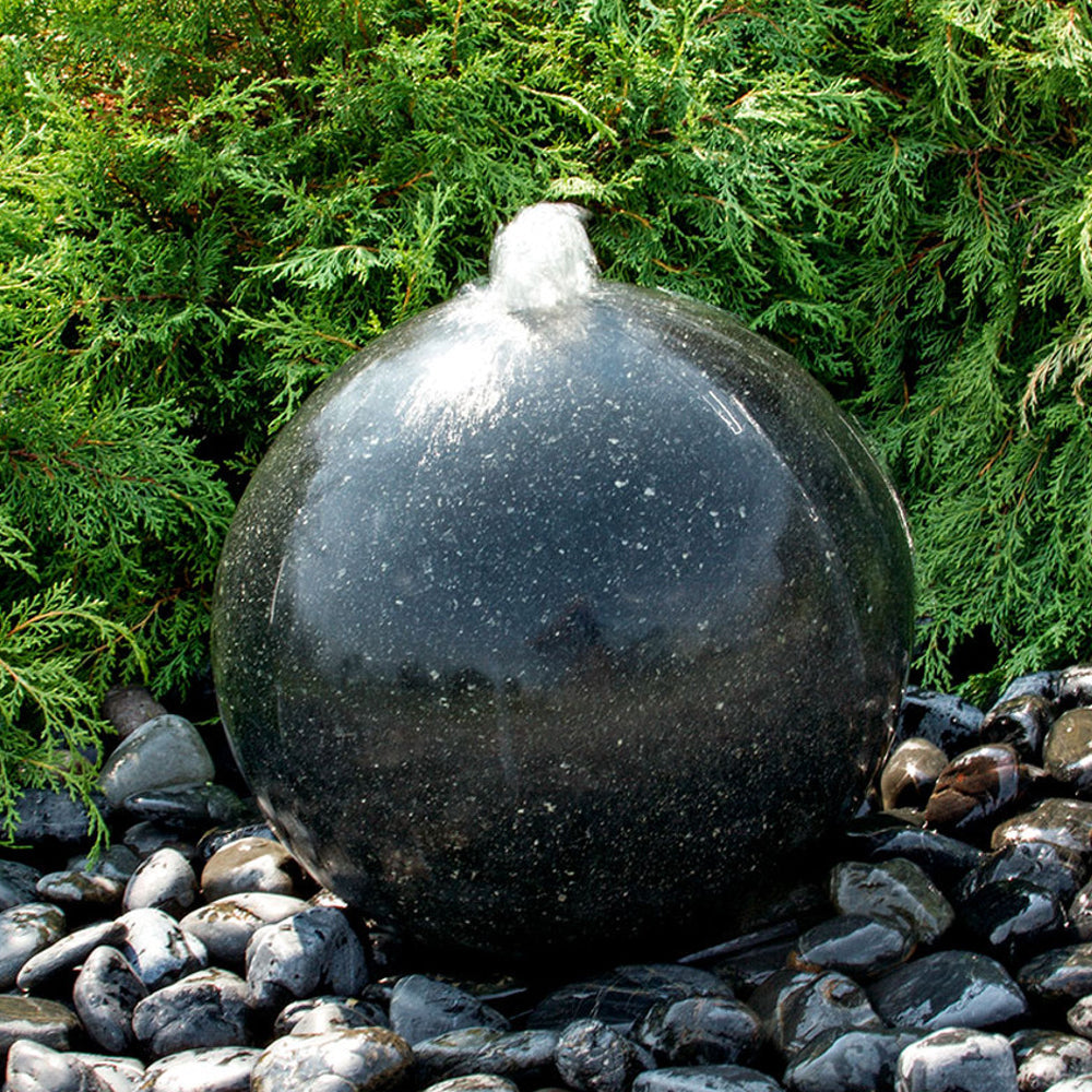 Image of a black granite sphere stone fountain