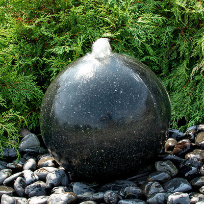 Image of a black granite sphere stone fountain