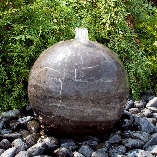 Blue Limestone Sphere Stone Fountain image